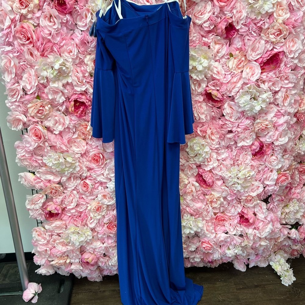 Studio 17 12706 Royal Blue Size 12 Off The Shoulder Long Dress With Bell Sleeves - Picture 4 of 5